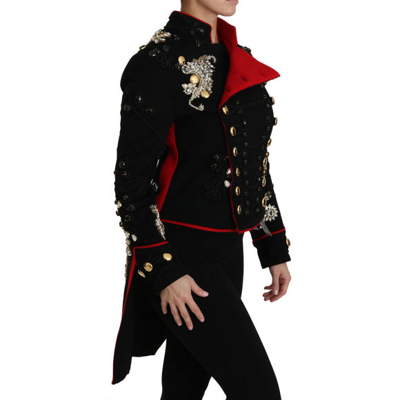 Dolce & Gabbana Black Wool Crystal Baroque Coat Jacket - Picture 2 of 5